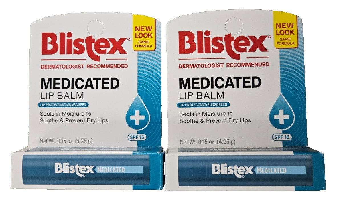 Medicated Lip Balm Stick 0.15oz - 2 Pack, Soothing & Hydrating