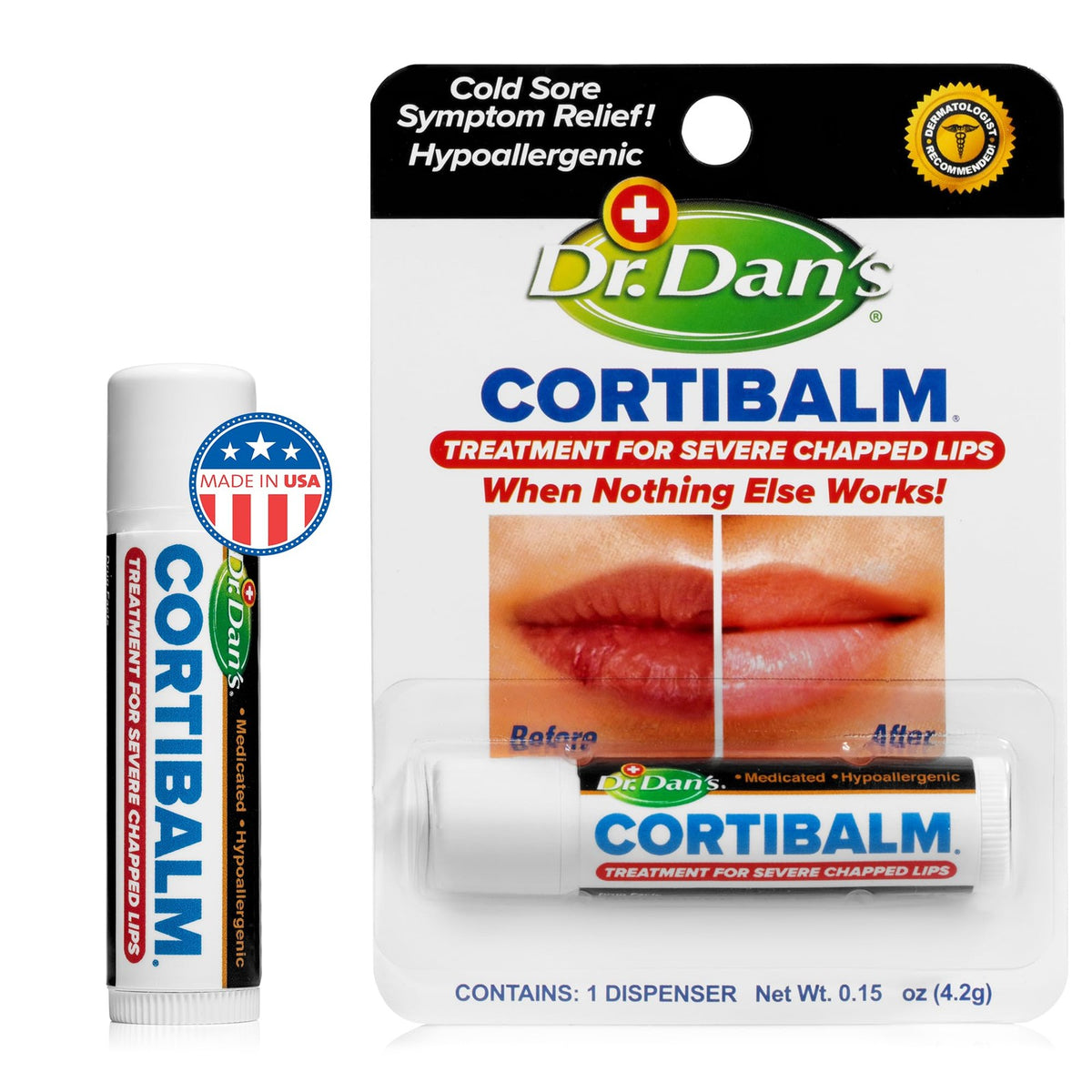 Medicated Lip Balm with Hydrocortisone for Chapped Lips - 1 Pack