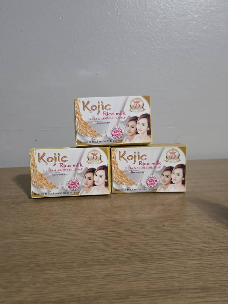 Kojic Rice Milk Bar Soap Set - 3 Bars for Brightening & Skin Care
