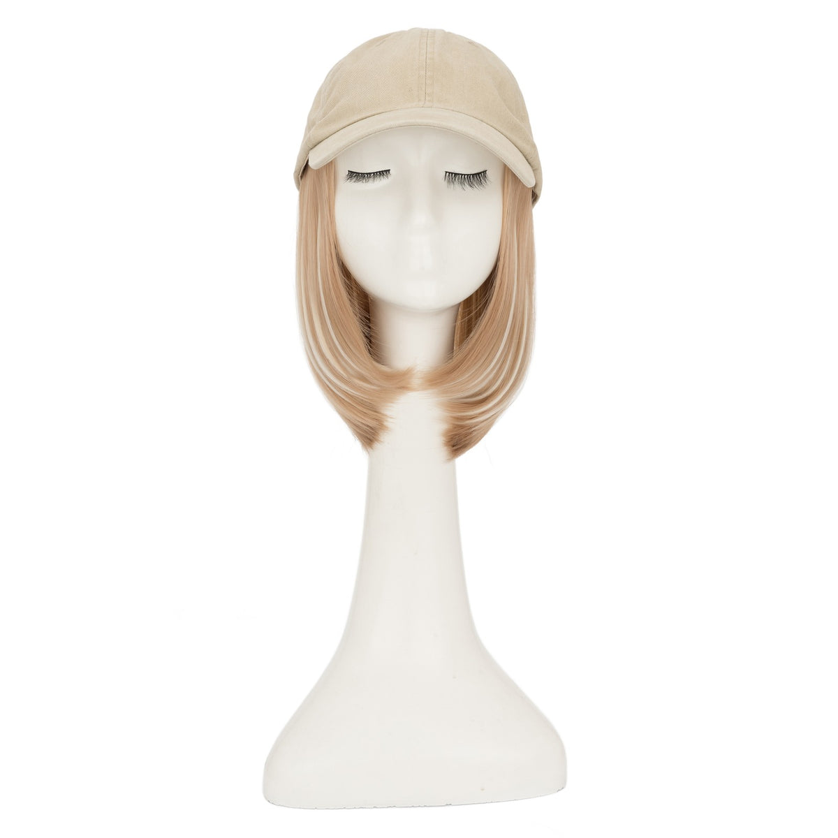 8-Inch Curly Baseball Cap with Synthetic Ponytail Hair Extensions - Natural Look