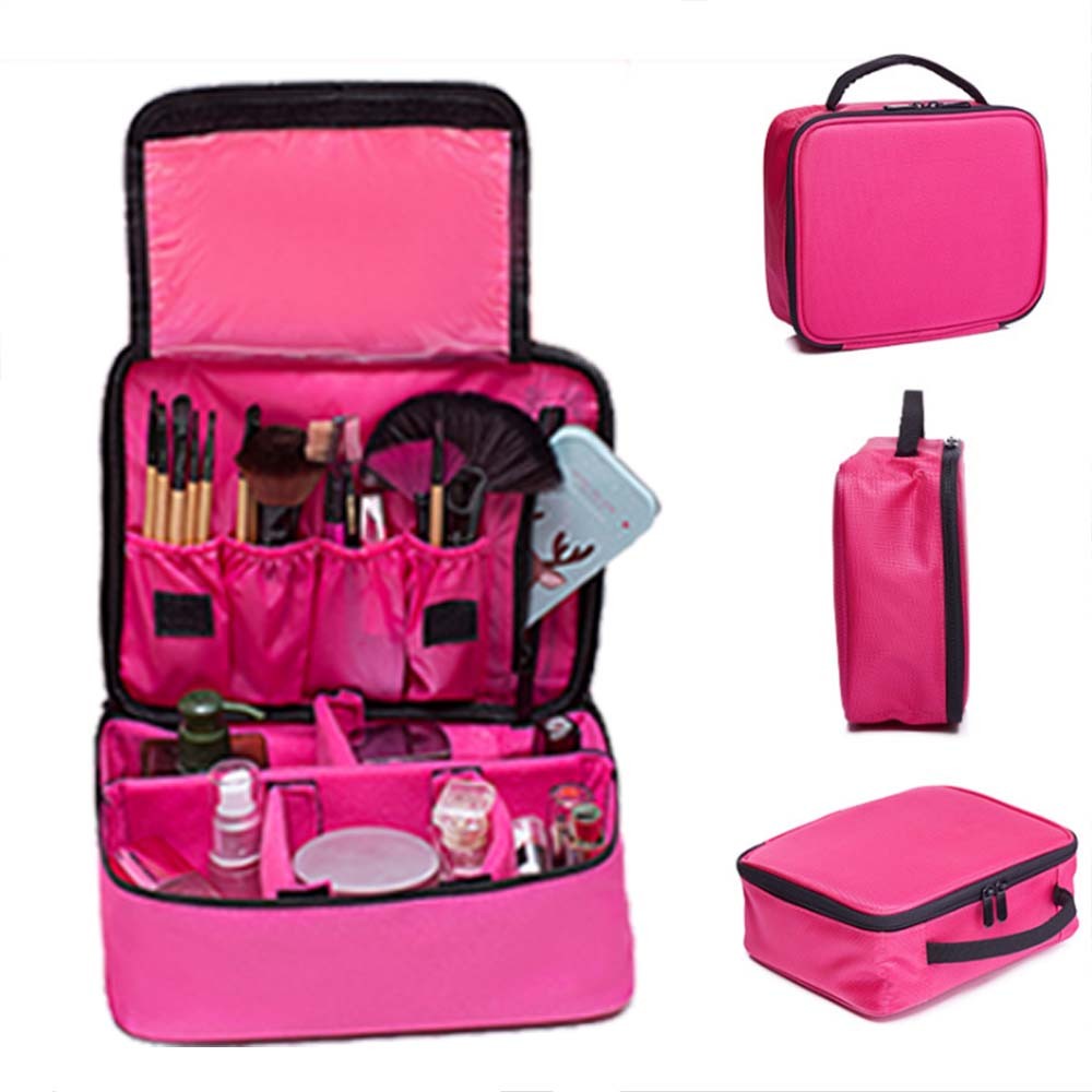 Large Waterproof Makeup Bag with Organizer and Handle for Travel and Storage