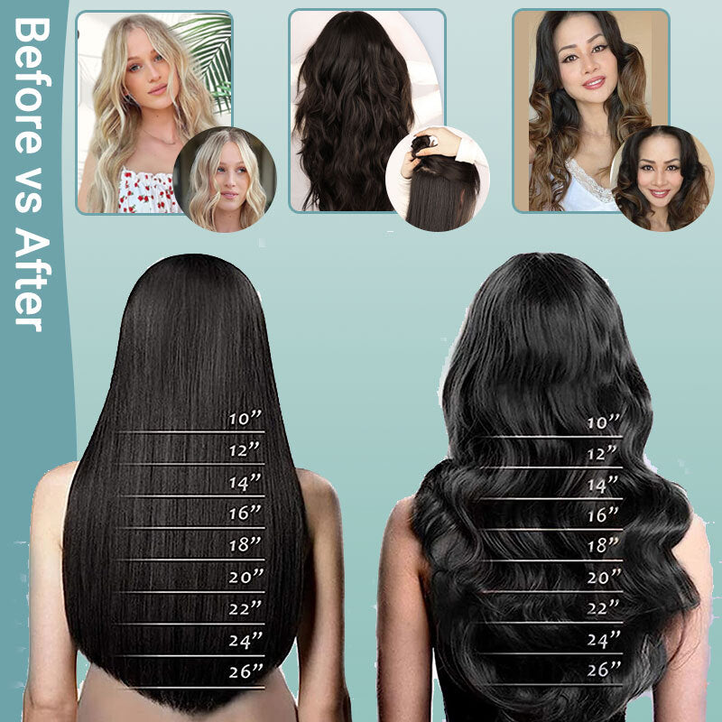 Invisible Headband with Ring and Hidden Wire for Hair Extensions - Long Wavy Style