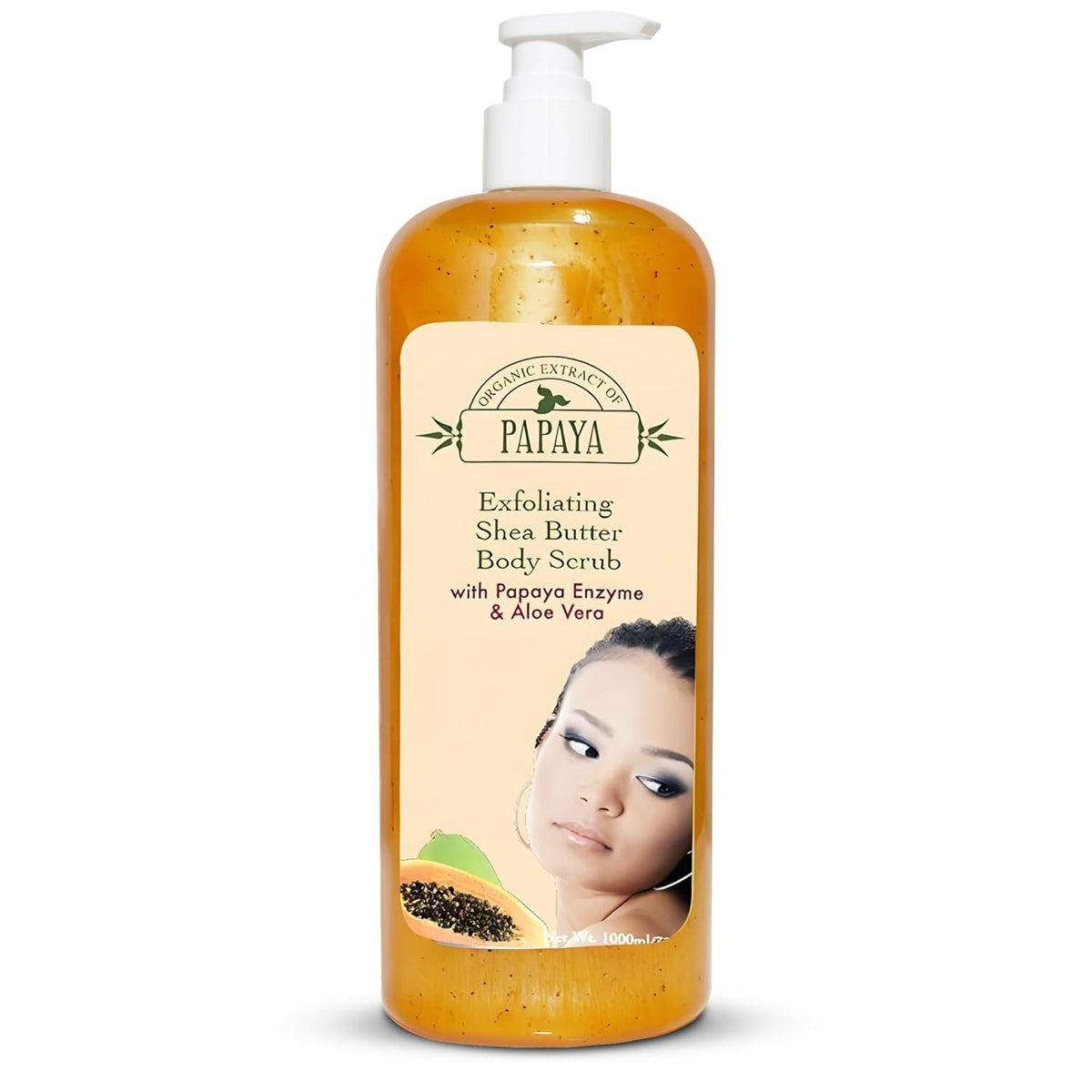 Organic Papaya Body Scrub with Shea Butter - Exfoliating Moisturizer 33.8 oz