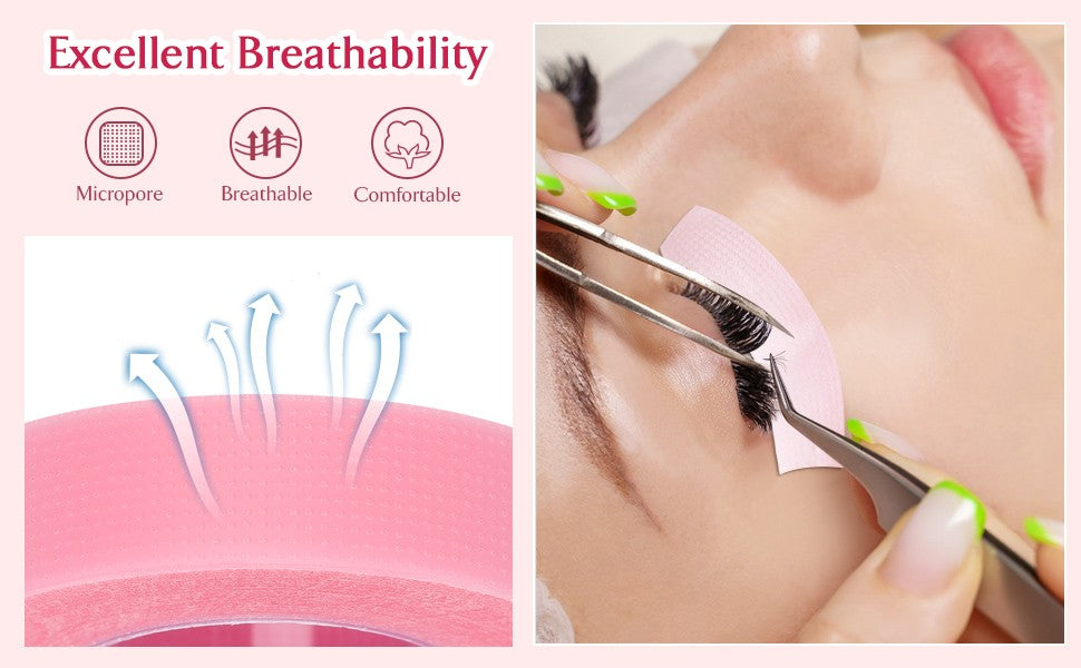 Breathable Pink Lash Tape Rolls - 5 Pack, 9 Meter/10 Yard for Eyelash Extensions