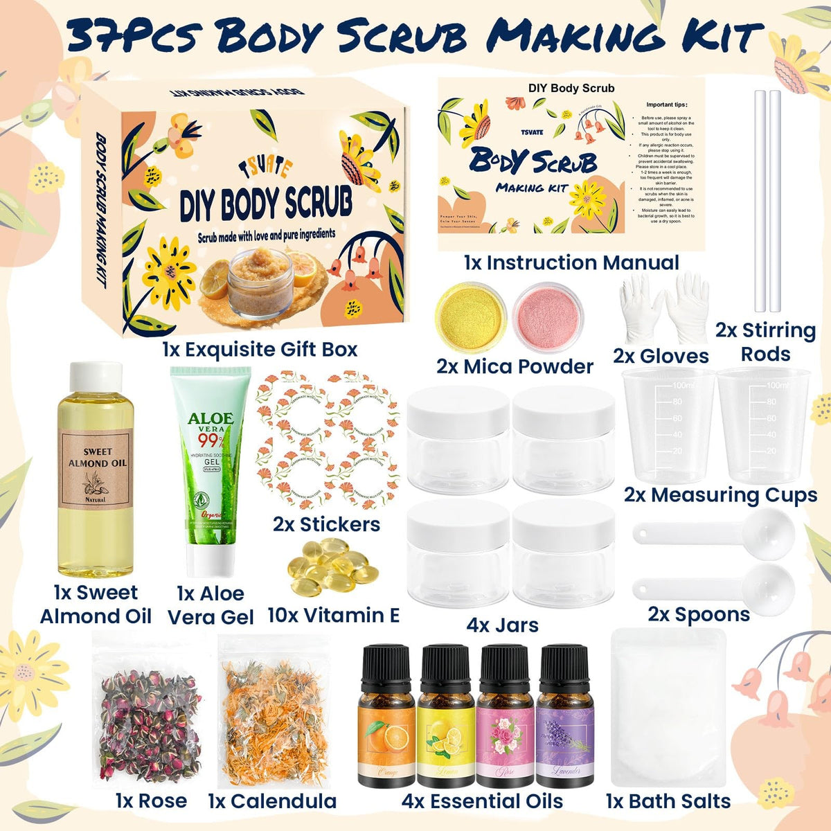 TSVATE Body Scrub Making Kit- Make Your Own Salt 1 Fl Oz (Pack of 1),