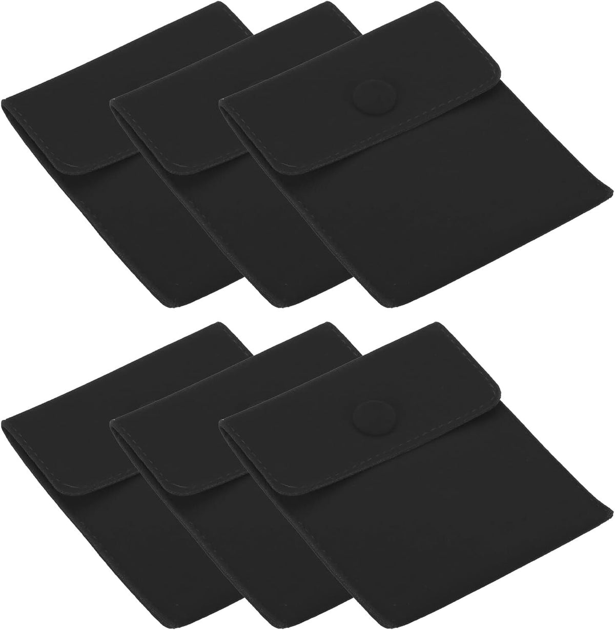 Jewelry Pouches with Snap Button - Velvet Storage Bags, 6 Pack, 10x8.5cm