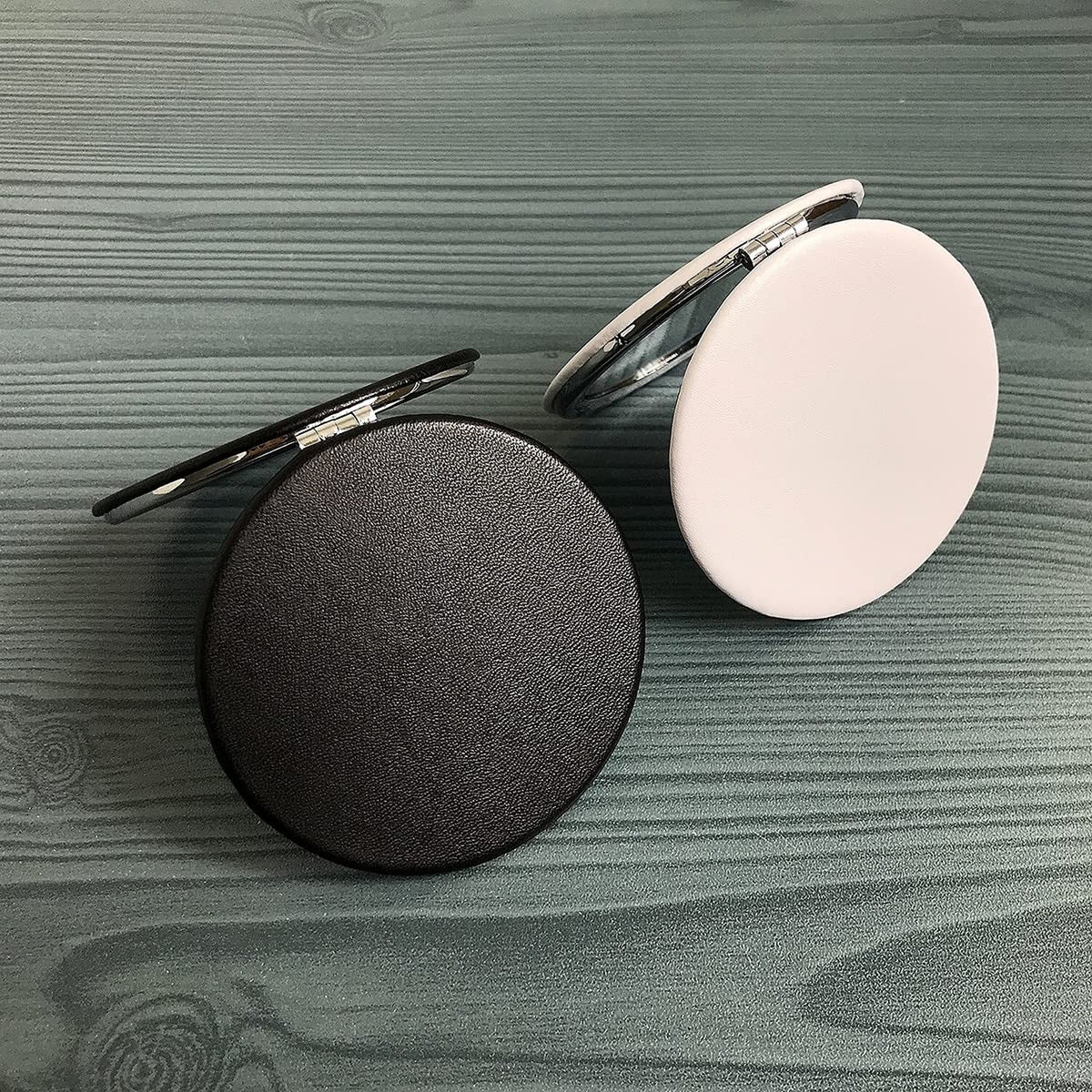 Double-Sided Makeup Mirror, 3.2" Round Folding Tabletop Mirror - Magnifying & Normal Sides