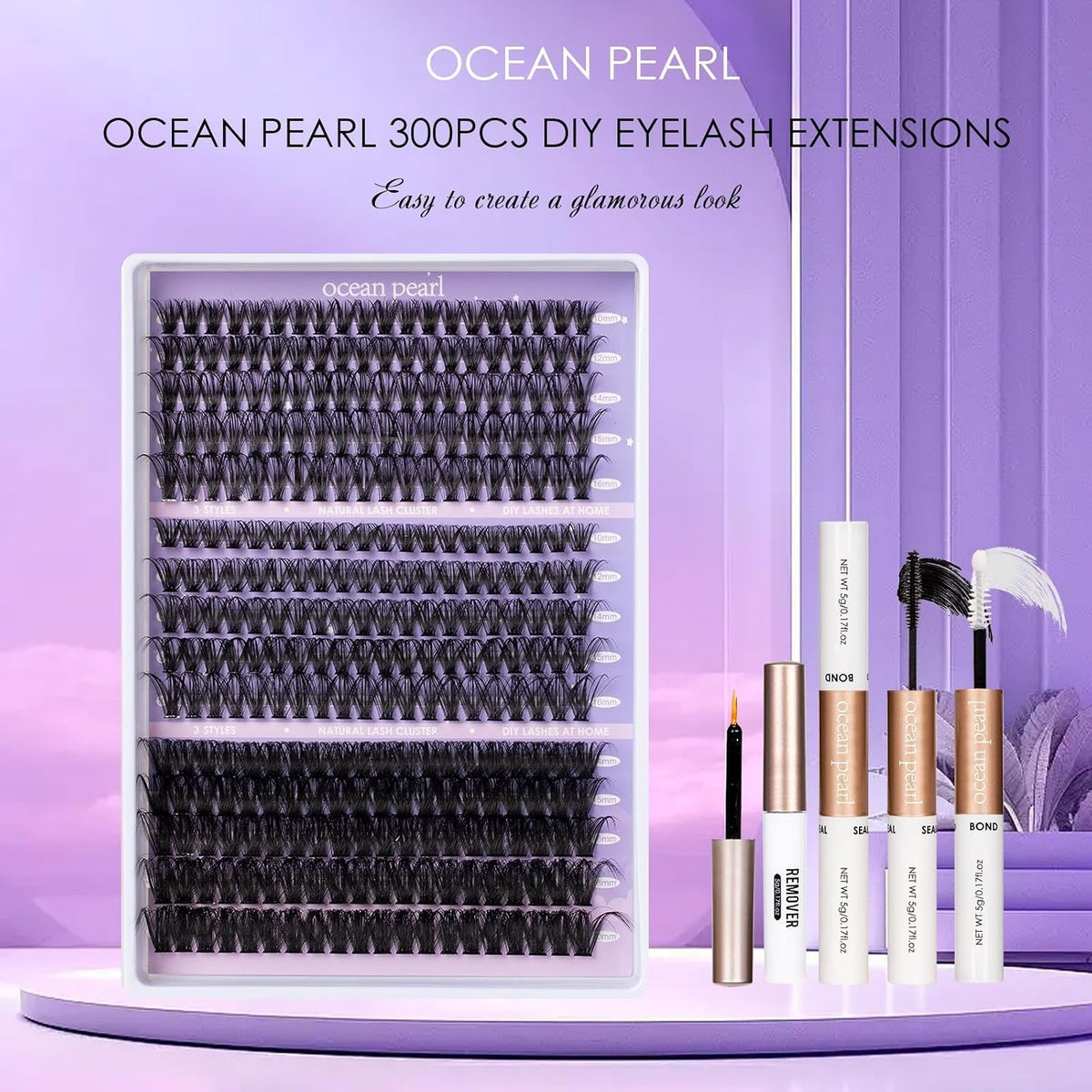 300 Pcs DIY Lash Extension Kit Natural Cluster Lashes for Salon Use