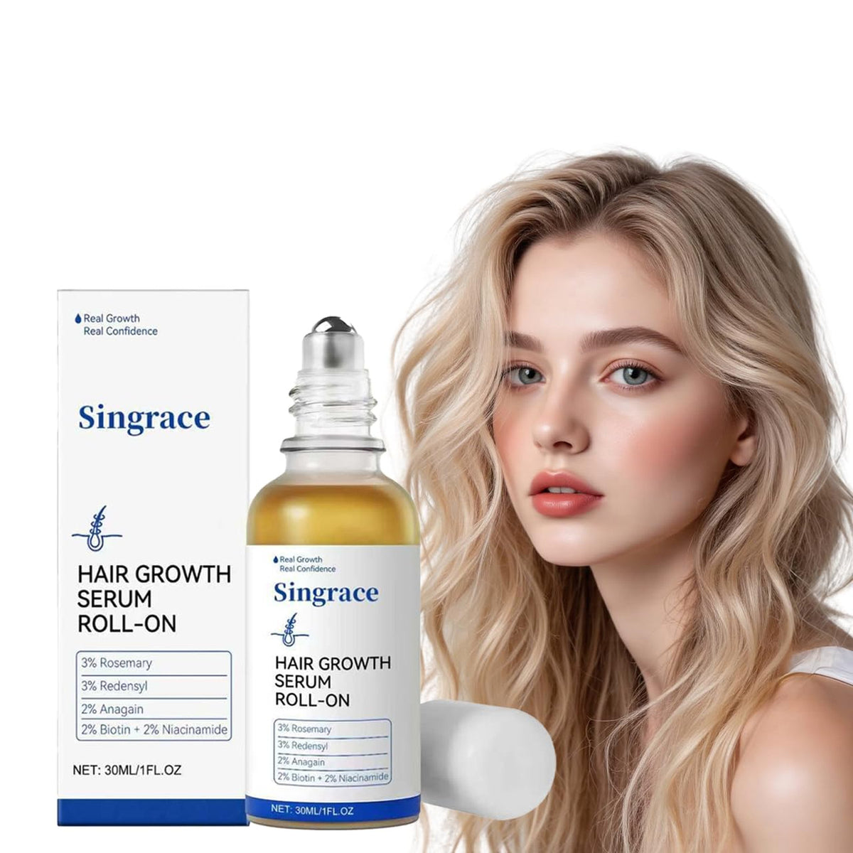 Hair Growth Serum, Biotin, Roll-On, Thinning Treatment, 30ml,