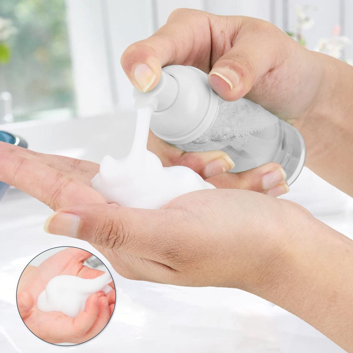 3-Pack 2oz Clear Foam Pump Bottles Travel Dispensers - Leak-Free, Reusable
