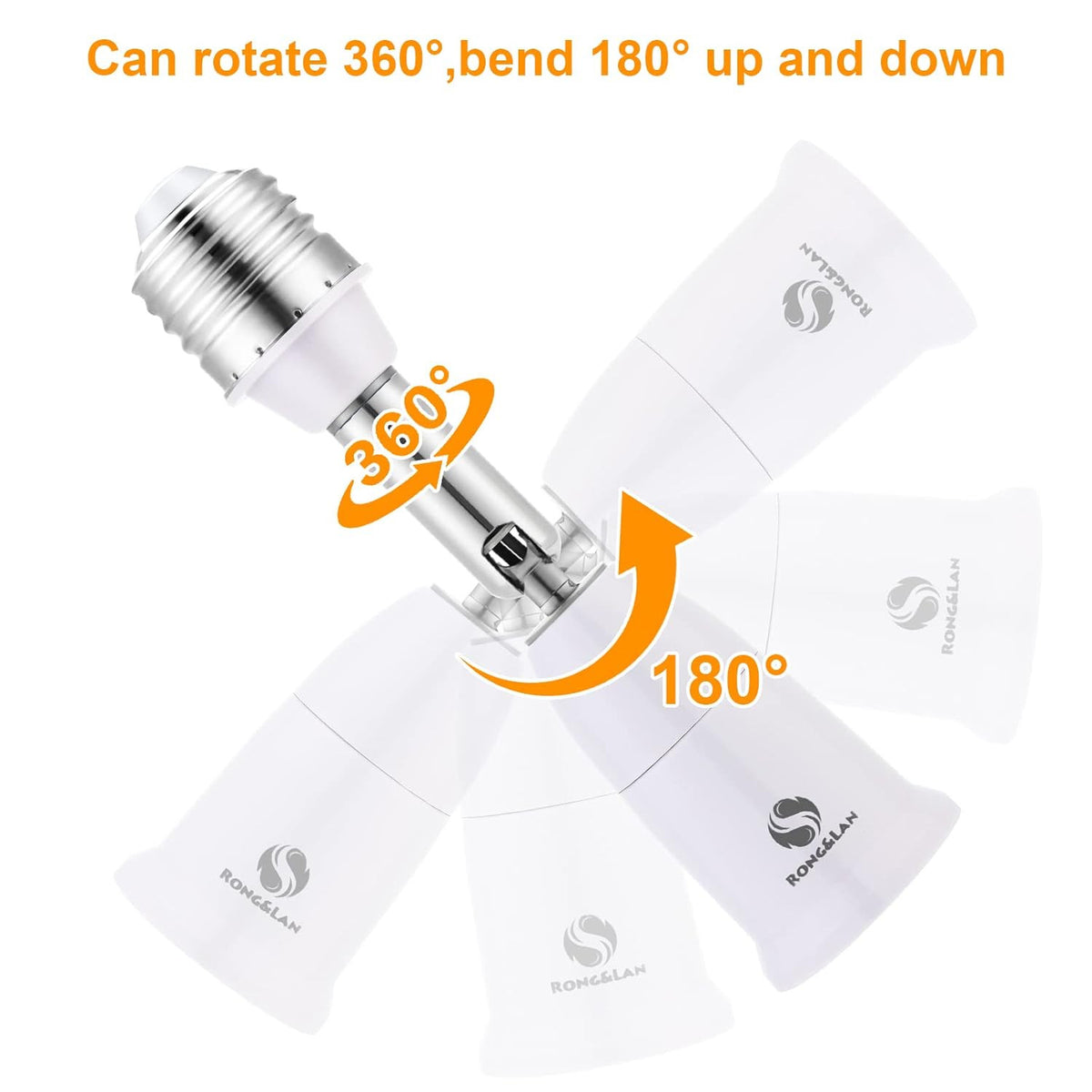 E26/E27 Adjustable Light Socket Extender 180° Bendable 2-Pack