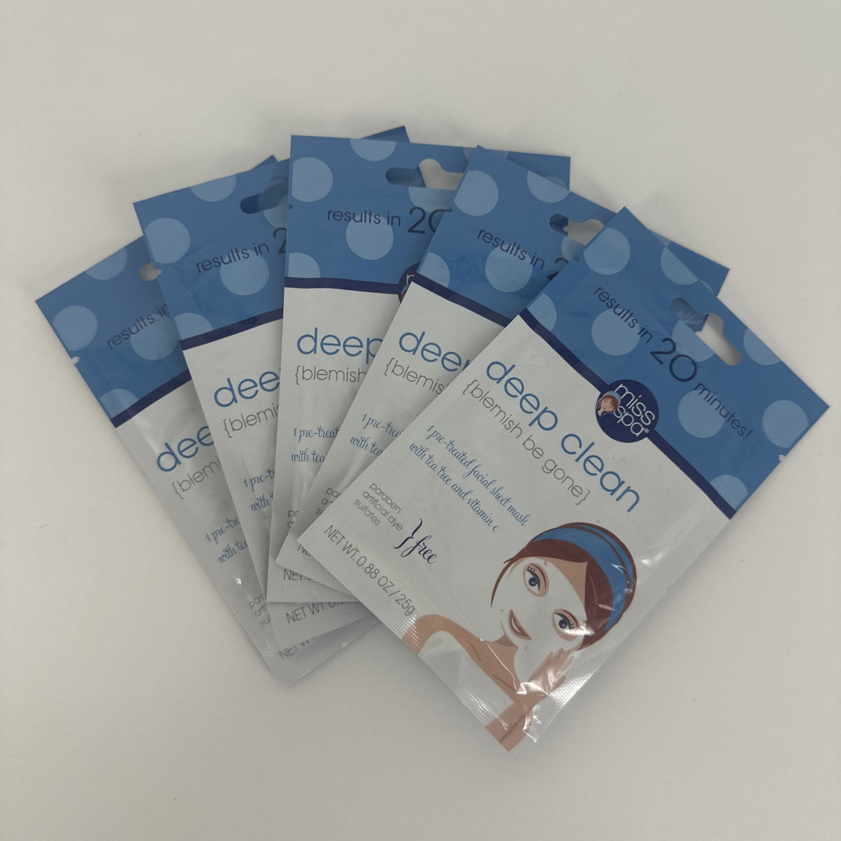5-Pack Deep Clean Blemish Facial Sheet Mask Tea Tree Vitamin C