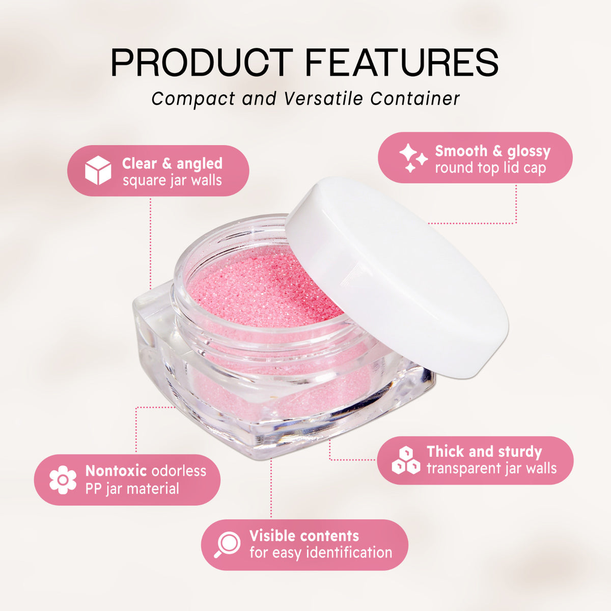 Reusable 5G/5ML Square Clear Jars with Lids for Cosmetics & Lip Balm