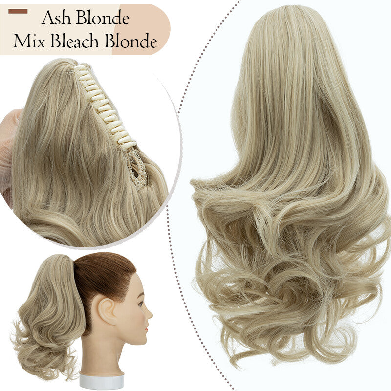 Clip-In Ponytail Hair Extension with Bendable Claw for Short Hair - Curly & Straight Styles