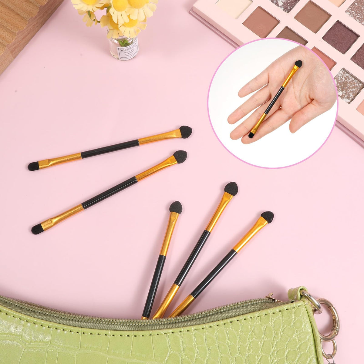 24PCS Double-Ended Eyeshadow Brush Set with Sponge & Concealer Applicator