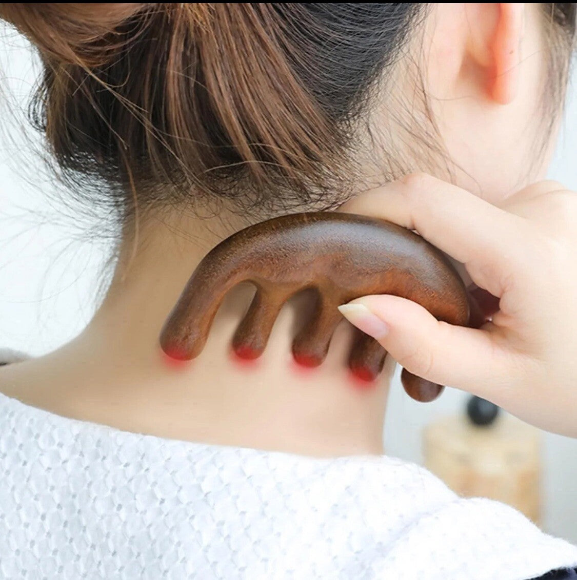 Sandalwood Head Massage Comb for Hair Therapy and Scalp Acupressure