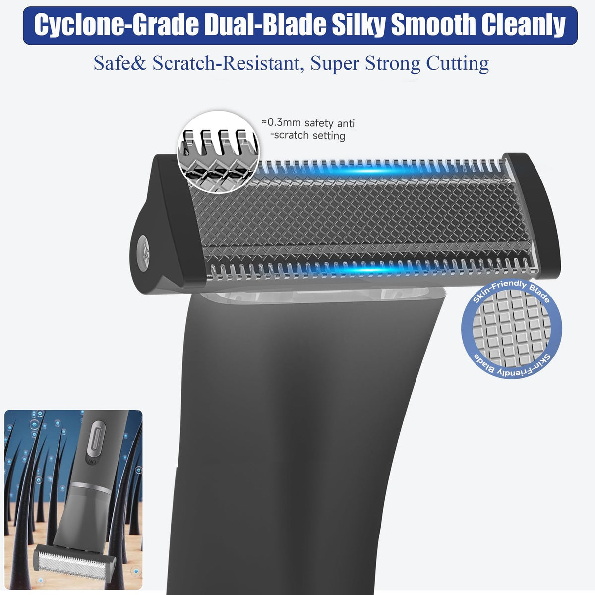 Men's 4-in-1 Body Hair Trimmer with 4 Heads, USB-C Fast Charging