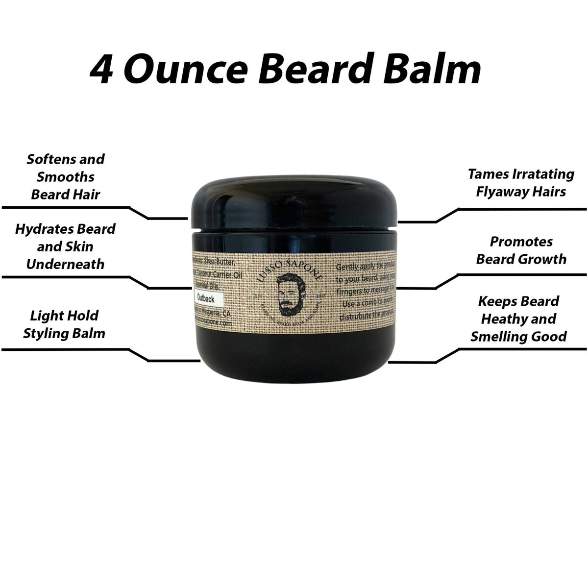 Beard Balm 4 oz with Multiple Scent Options - Softening & Styling for Men