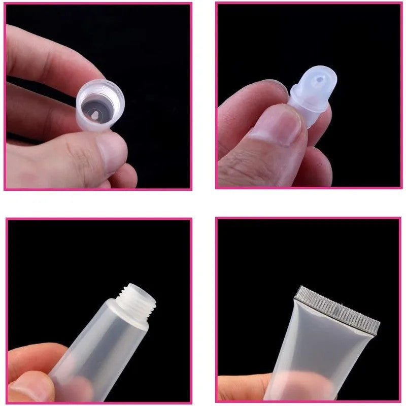6Pcs Refillable Lip Balm Containers 5/10ml Travel Lip Gloss Tubes DIY