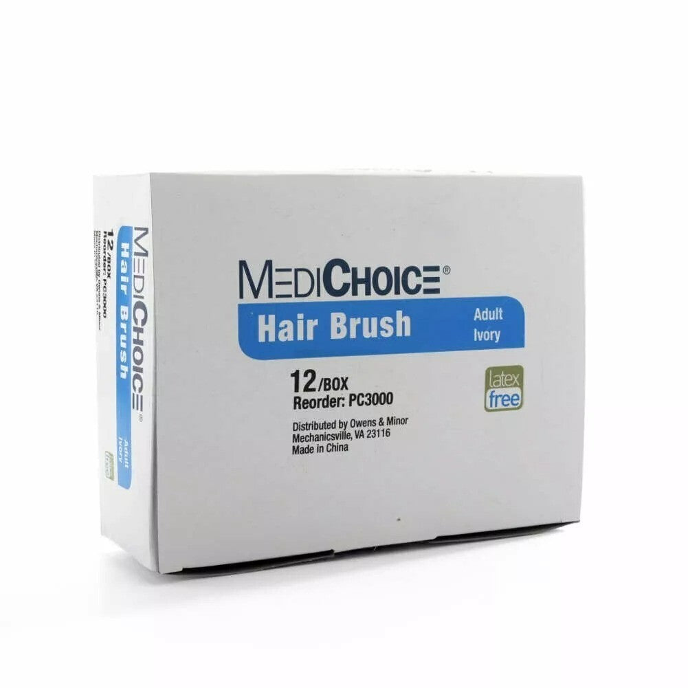 Hospital Hair Brushes Pack of 12 - Ivory Plastic Handle, 7-inch Adult Hair Combs