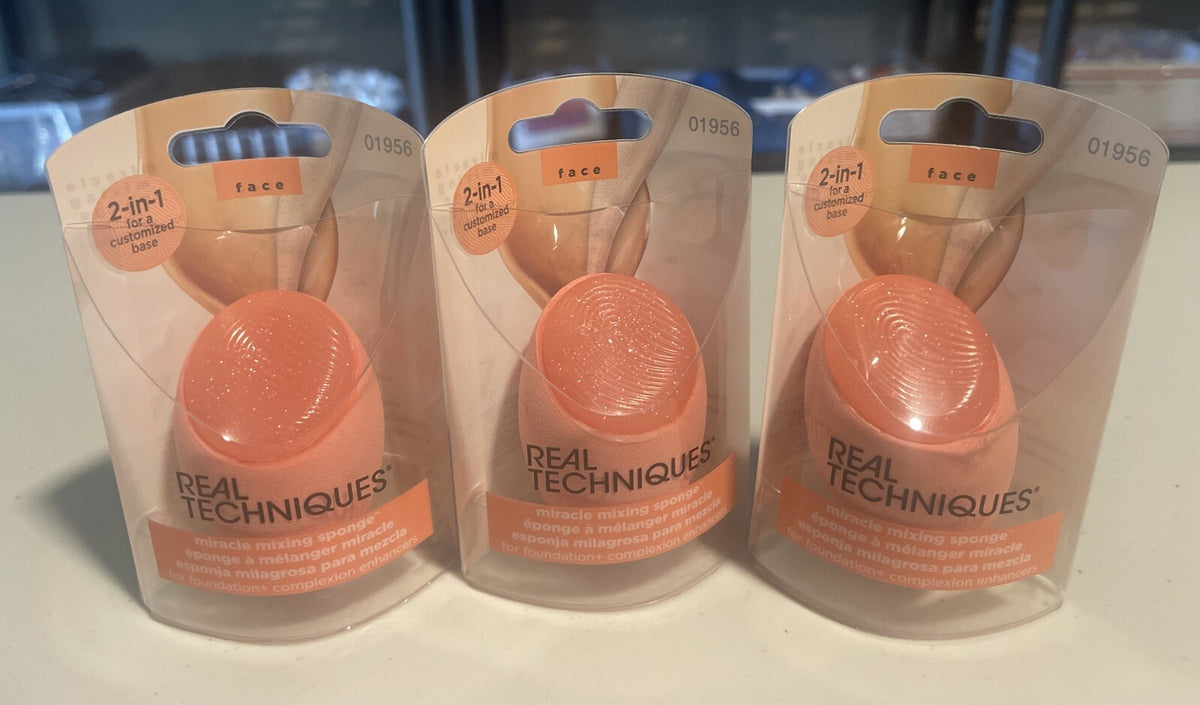 3 Pack Makeup Sponges - 2-in-1 Miracle Mixing Blenders for Foundation, Concealer & Beauty Application