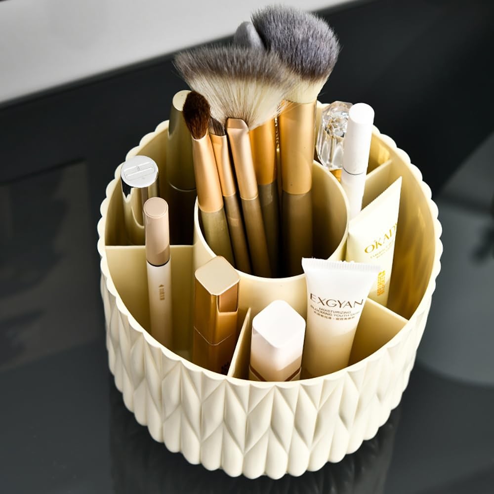 Rotating Makeup Brush Holder - 5 Slots, 360° Spinner Organizer for Vanity
