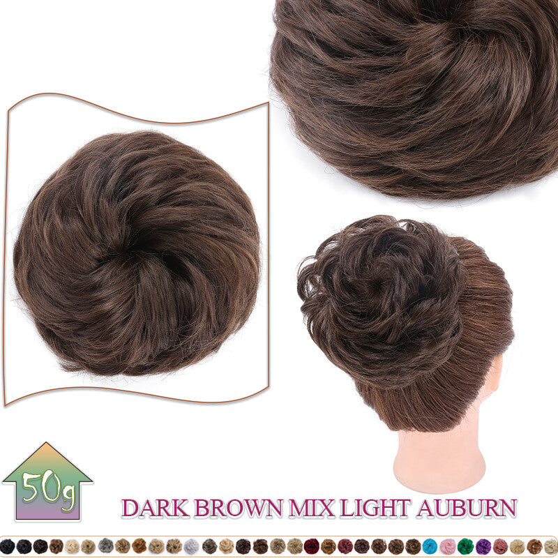 Curly Messy Bun Hair Extension Scrunchie Natural Updo Thick Human Hair