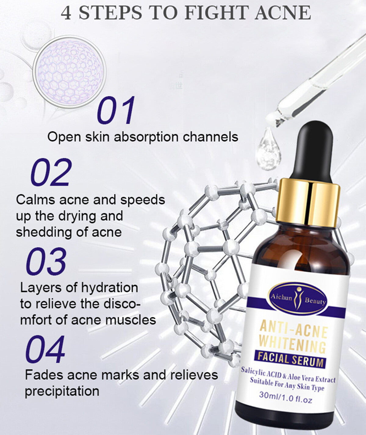 Anti-Acne Face Serum with Aloe Vera & Salicylic Acid for Skin Repair