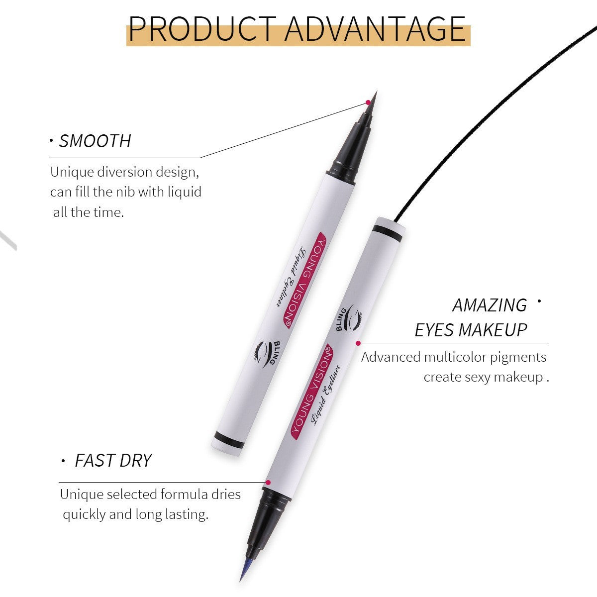 Liquid Eyeliner Set Matte Waterproof Smudge-Proof Long Lasting Eye Makeup 5 Pieces