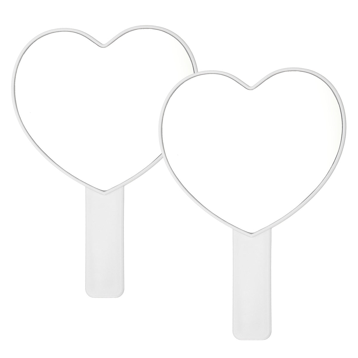 Heart Shape Travel Makeup Mirror - 7 Inch White Handheld Compact