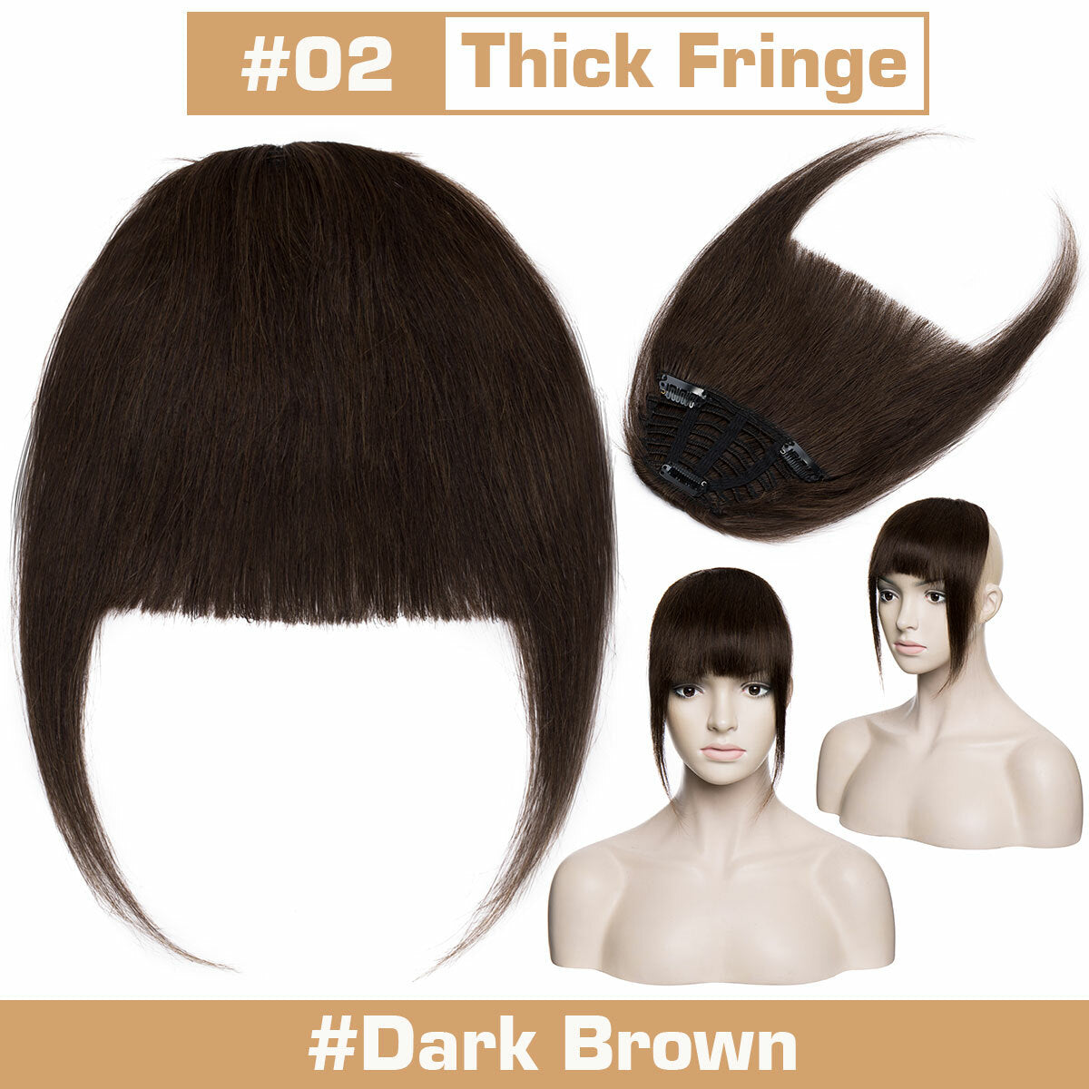 Clip-In Hair Fringes for Thick & Choppy Bangs - Remy Human Hair Extensions