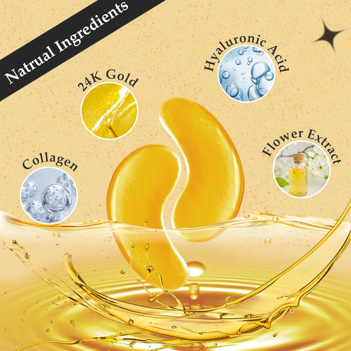 30 Pairs Under Eye Patches with 24K Gold and Collagen - Reduce Eye Bags & Wrinkles