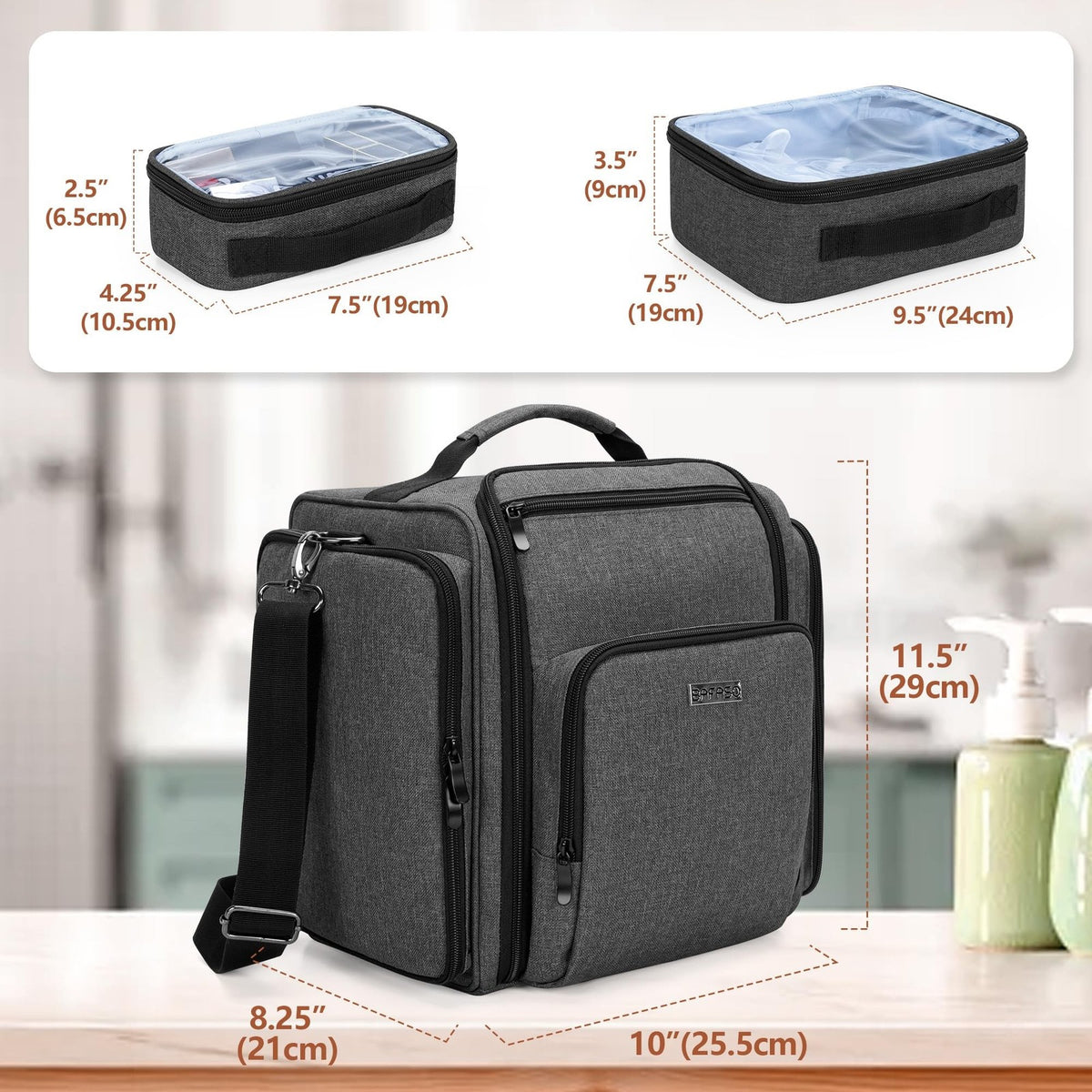 Large Travel Toiletry Bag with 4 Removable Pouches - Organizer for Cosmetics & Accessories