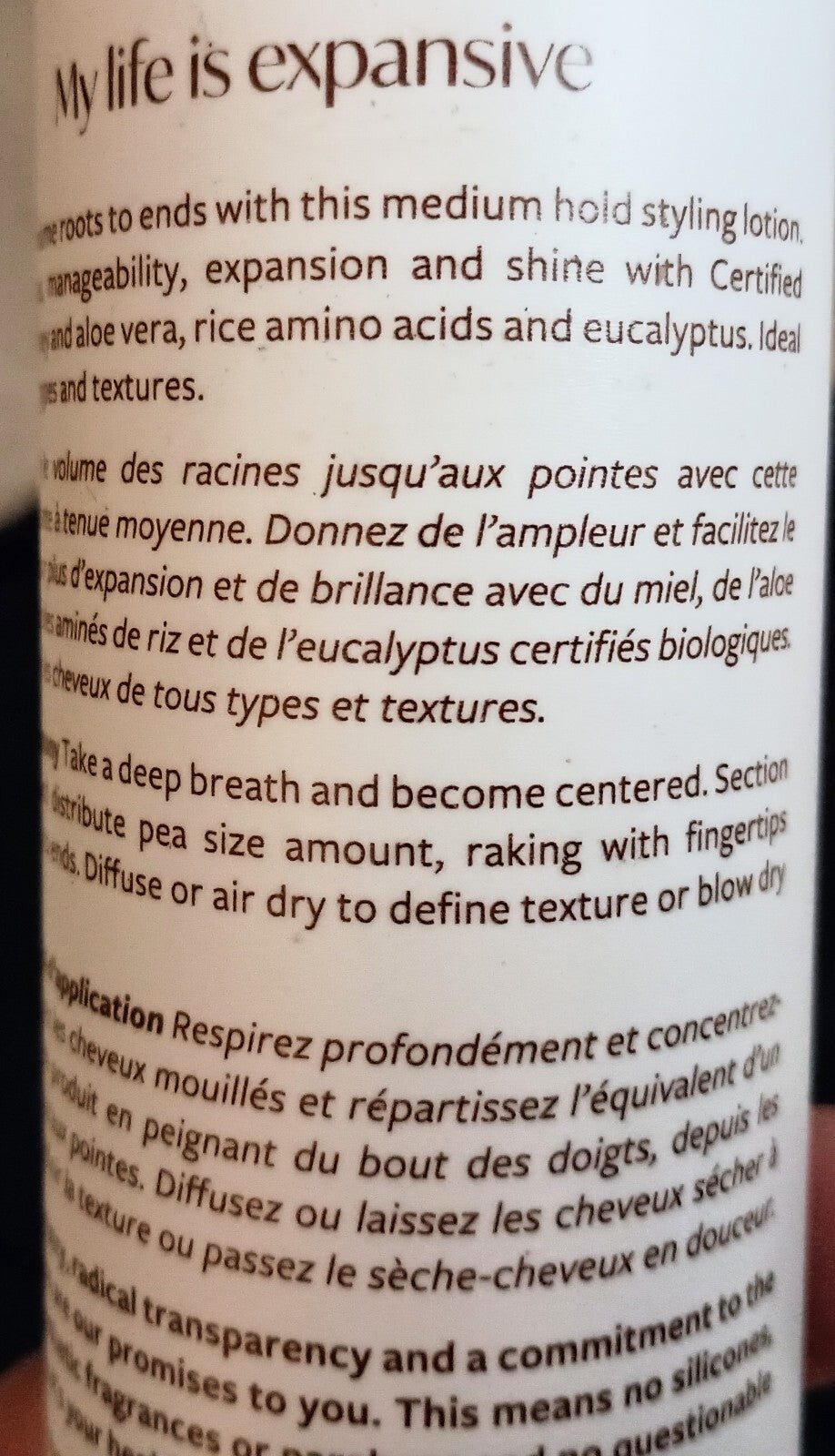 Organic Hair Styling Lotion for Volume & Body - 10 oz