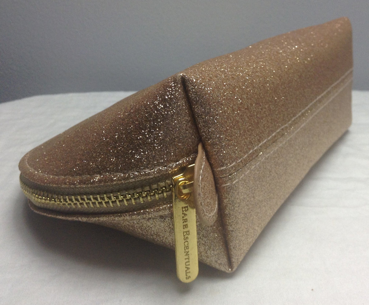 Gold Sparkle Makeup Bag - Cosmetic Storage Organizer