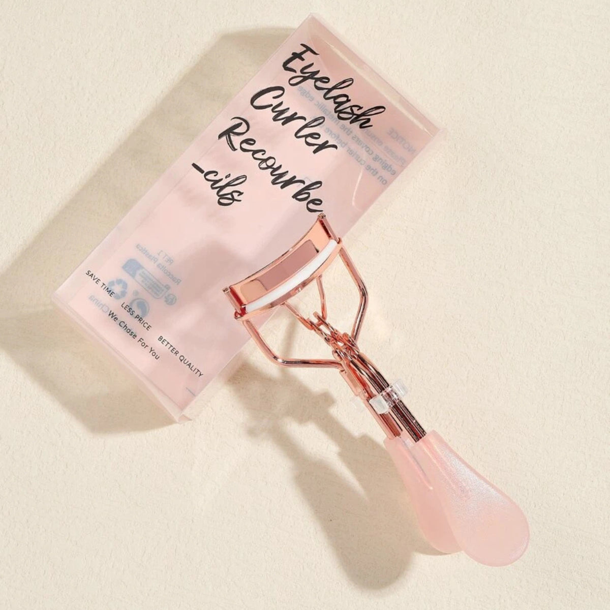 Eyelash Curler with Pink Handle - Rose Gold Lash Lift Tool for Perfect Curl