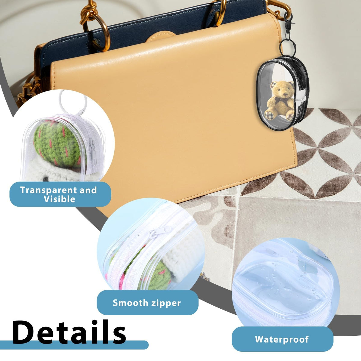 Small Clear Makeup Bag with Zipper - 2 Pack, Travel Cosmetic Organizer