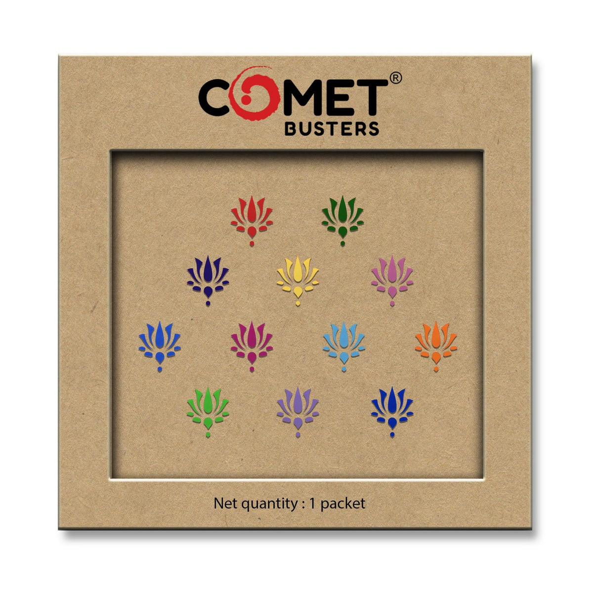Designer Bindi Lotus Bindis - Multicolor Self-Adhesive 12 Pack