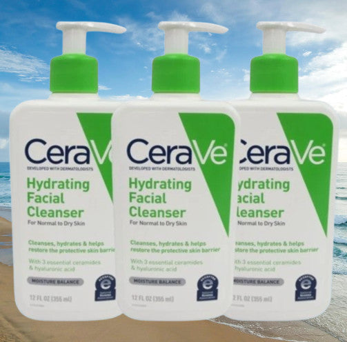 CeraVe Hydrating Facial Cleanser for Normal to Dry Skin - 12 oz (Lot of 3)
