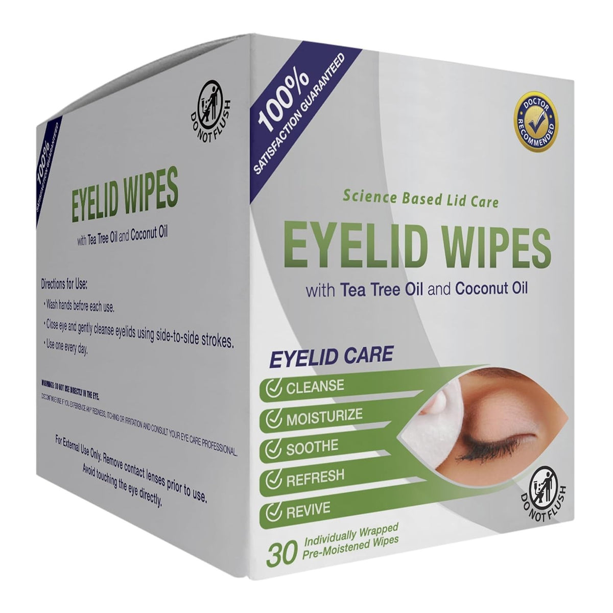 Eyelid Hygiene Wipes - Gentle Cleansing for Eyelids & Lashes, Pack of 3