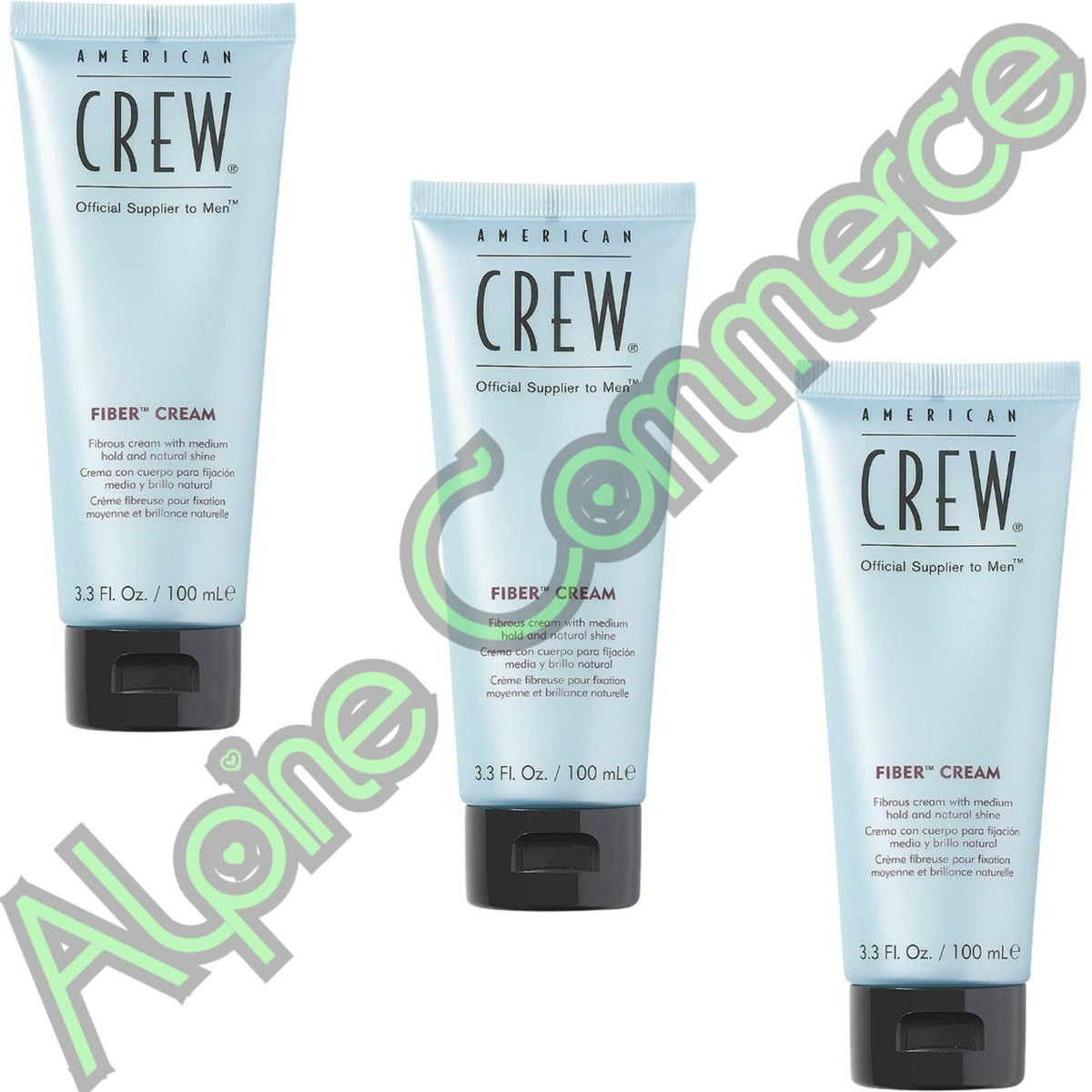 American Crew Fiber Cream - Medium Hold & Natural Shine, 3 Tubes 3.3 Oz