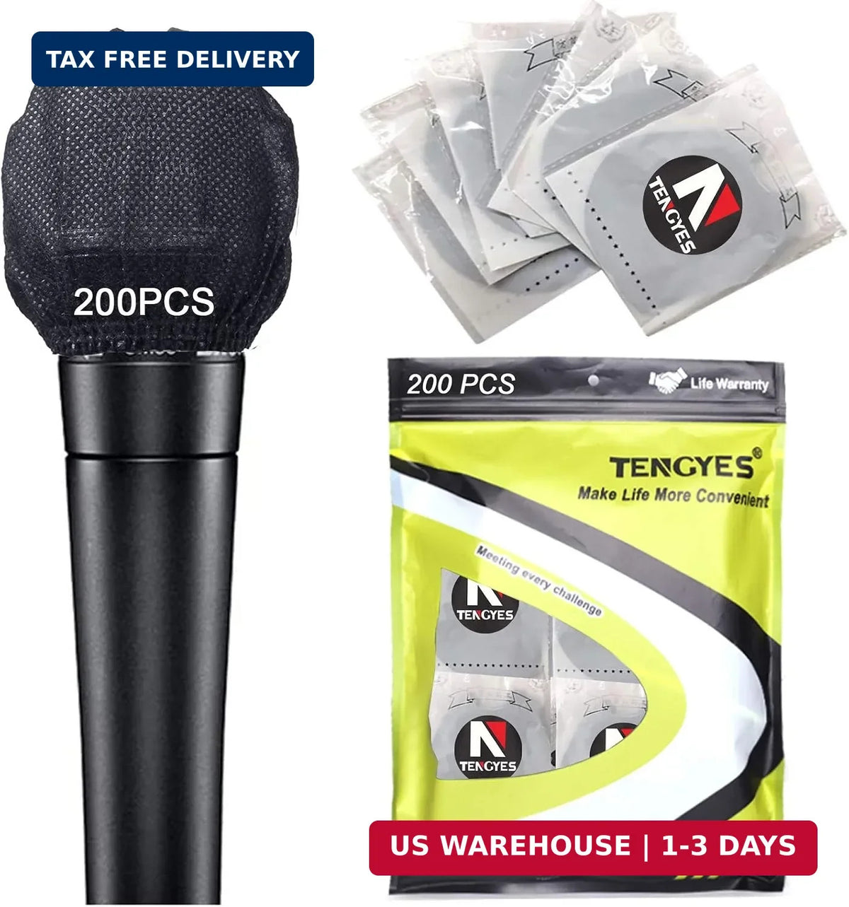 Disposable Microphone Covers 200 Pack | Handheld Windbreaker & Hygiene Protectors