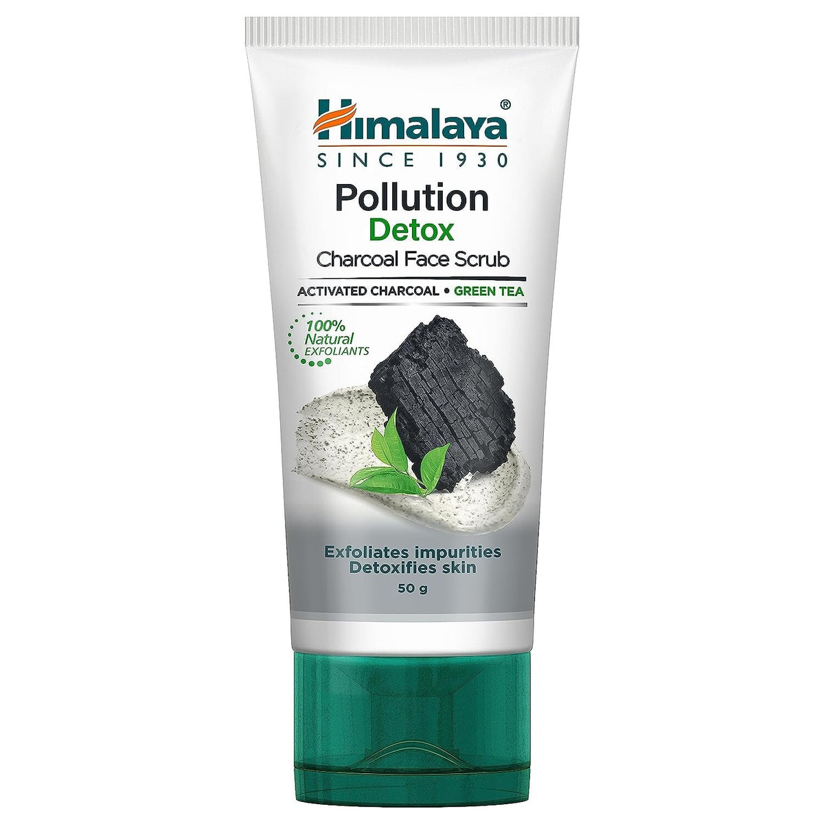 Pollution Detox Charcoal Face Scrub with Green Tea - Natural Exfoliant for Deep Cleansing, Brightening Skin - 50g Himalaya