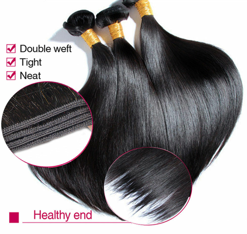 Silky Straight Natural Black Human Hair Weave Bundles - Multiple Lengths