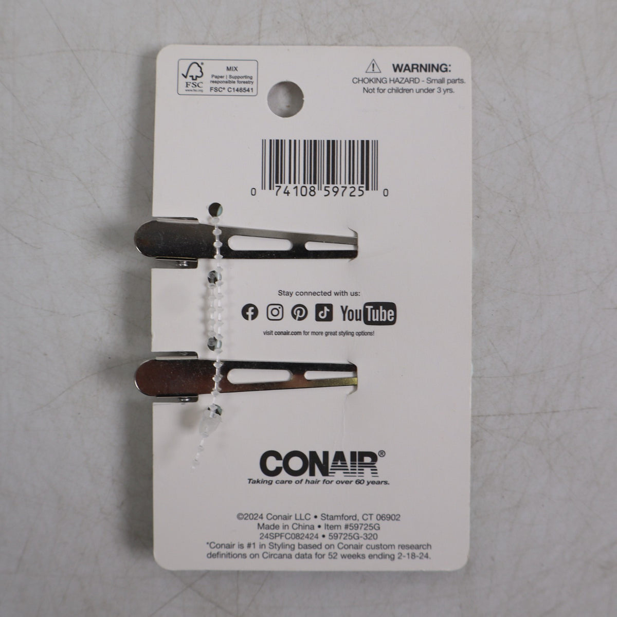 4 PACK Scunci by Conair Hello Spring Collection Dent-Free Clips 2pk