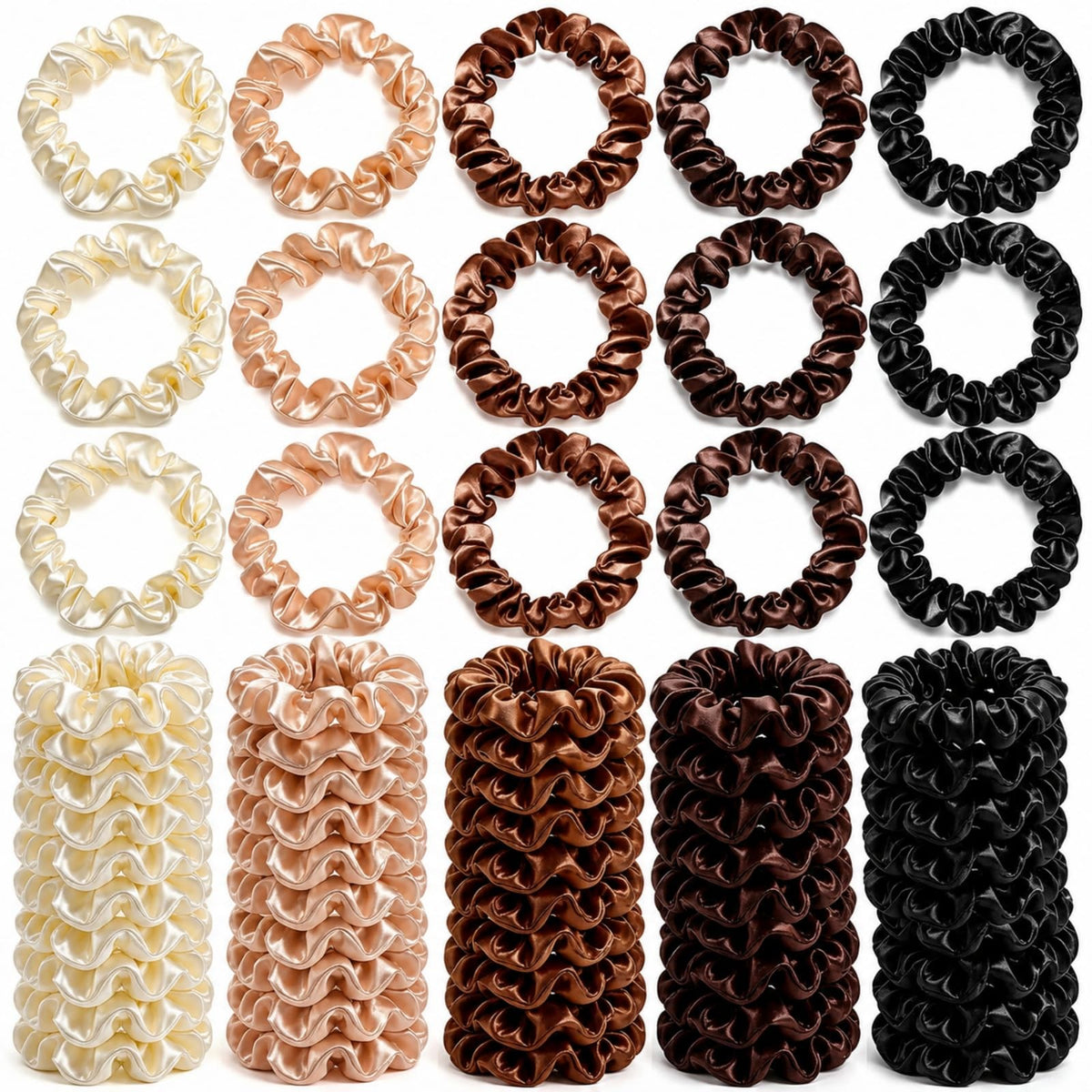 Thiccywoov 45 Pcs Silk Satin Scrunchies Bulk Elastic 1 Count (Pack of