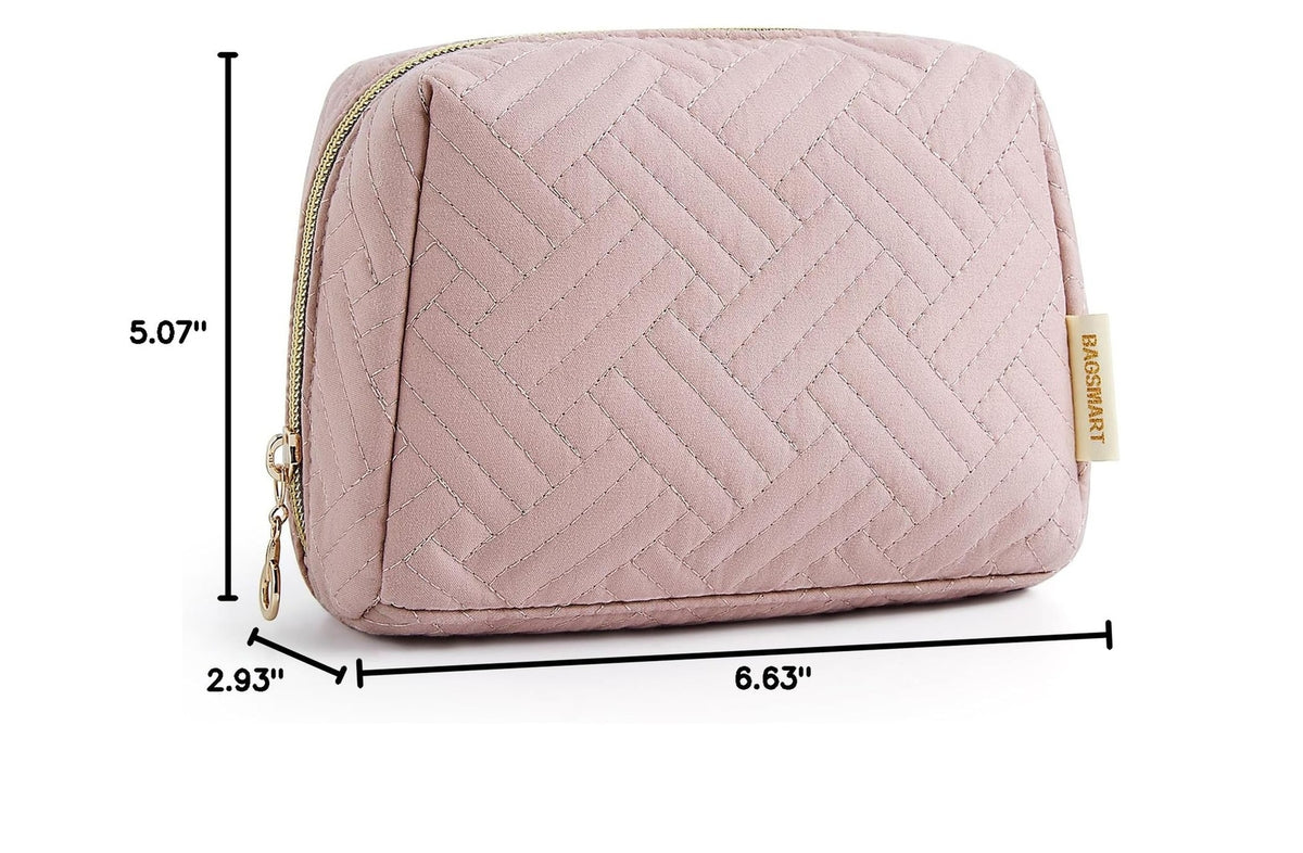 Small Travel Makeup Bag Water-Resistant Cosmetic Organizer Pouch Pink