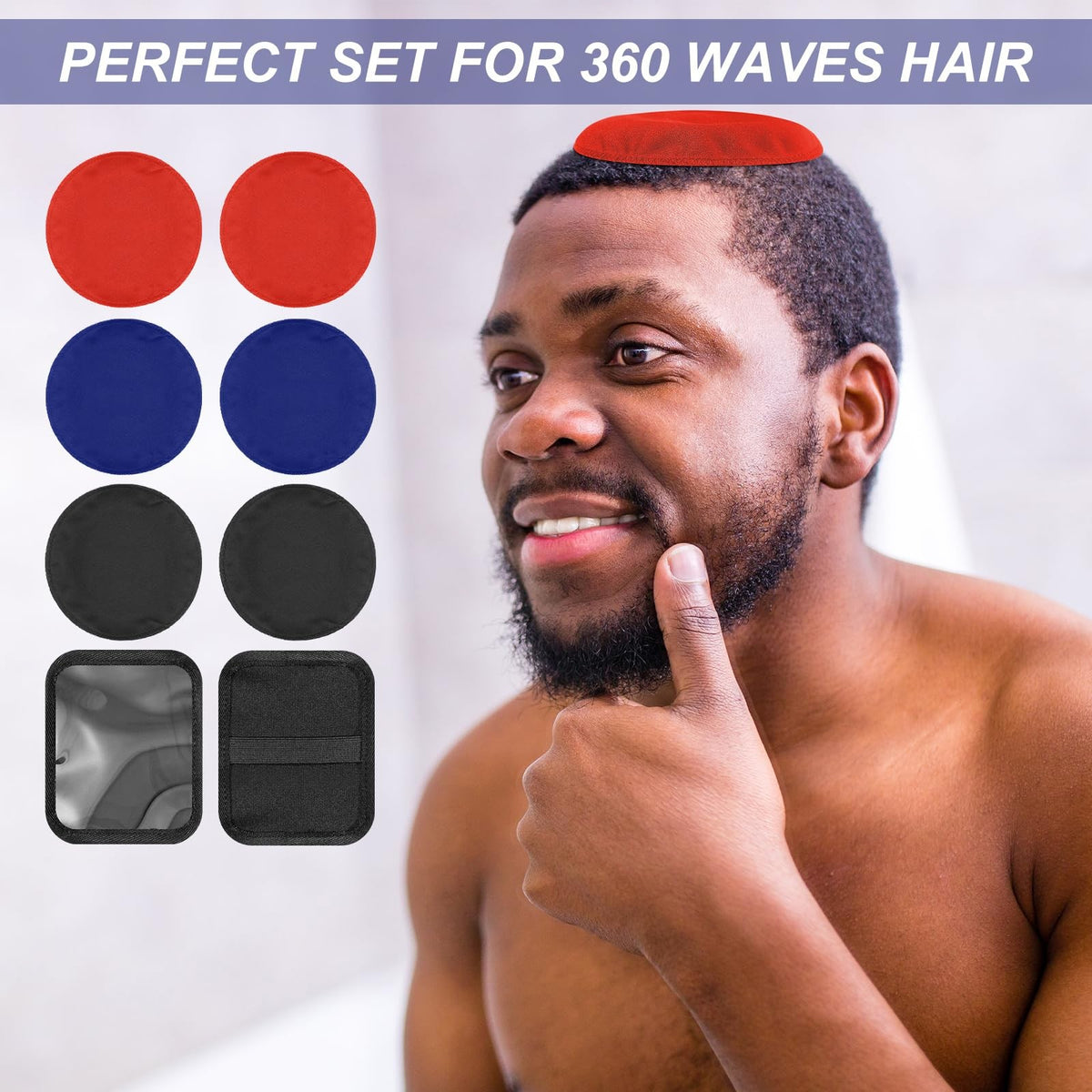 6 Pcs 4.5 Inch Crown Patch for Waves Laydown 360 Waver's Black, Blue,