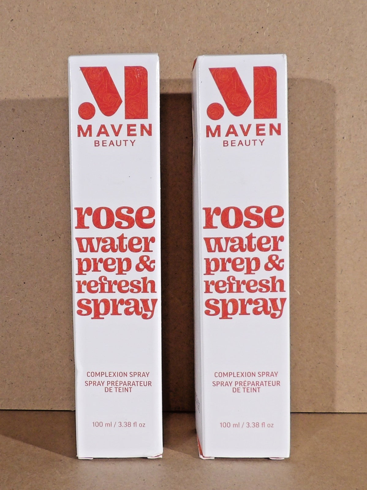 Lot of 2 Maven Beauty Rose Water Prep & Refresh Complexion Spray 3.38