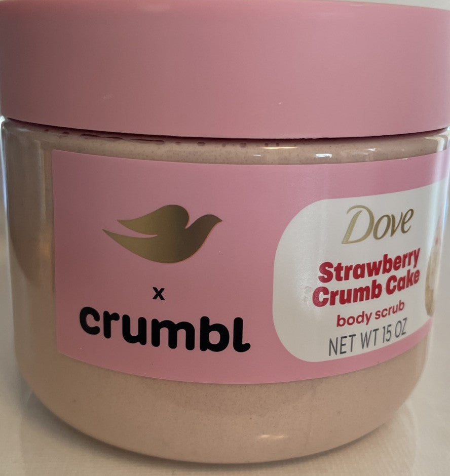 Lot of 2 Dove X Crumbl Strawberry Crumb Cake Body Scrub 15 oz.